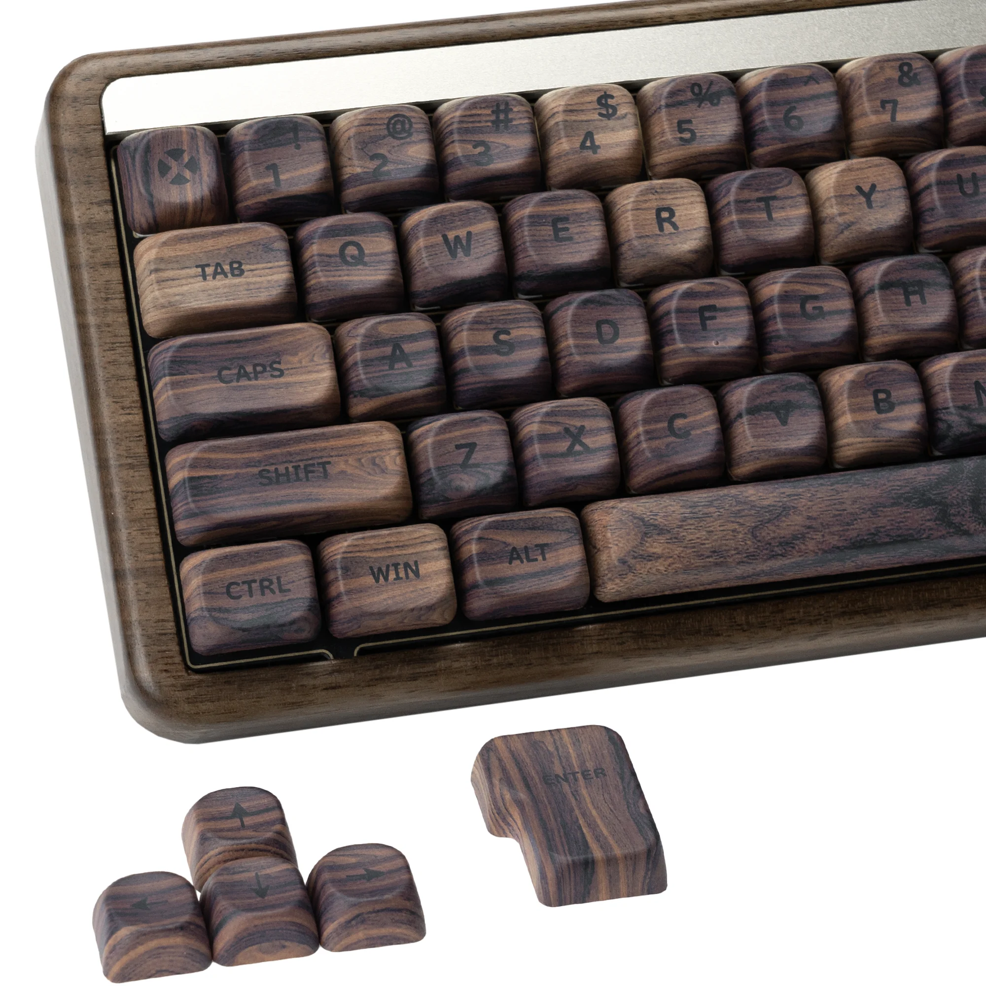 Walnut Texture MOA Profile Dye-Sub PBT Keycap Brown 130-Key Full-size Key Cap Include ISO Enter Mechanical Keyboard Caps Wood