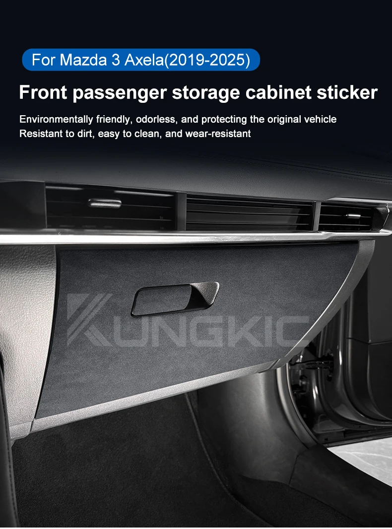 Für Mazda 3 Axela 2019 2020 2021 2022 2023 2024 2025 LHD RHD Auto Beifahrerbox Anti-Kick Wildleder Carbonfaser-Stil Schutzaufkleber – Detail 1