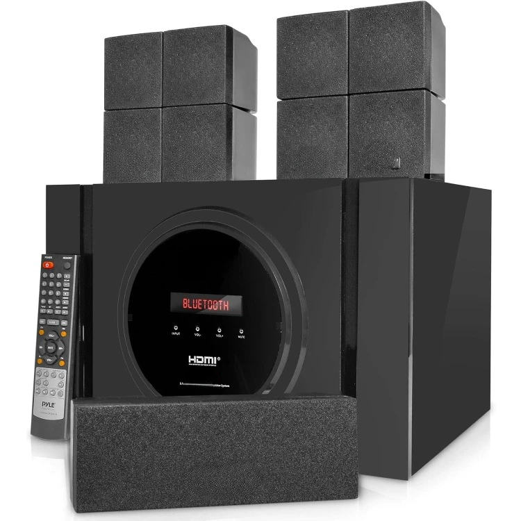 

Channel Home Theater Speaker System - 300W Bluetooth Surround Sound Audio Stereo Power Receiver Box Set w/ Built-in