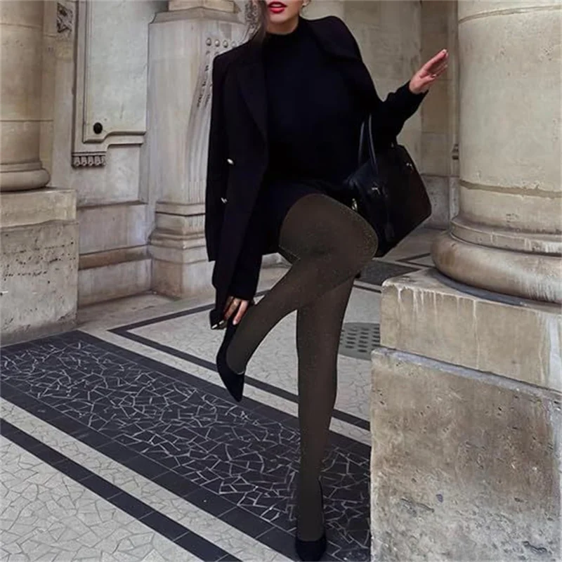 تألق الفضة سلك جوارب طويلة جوارب النساء رقيقة جدا واضح عالية المرونة بريق مشرق الجوارب ضئيلة الفخذ اللباس الداخلي الجوارب #4