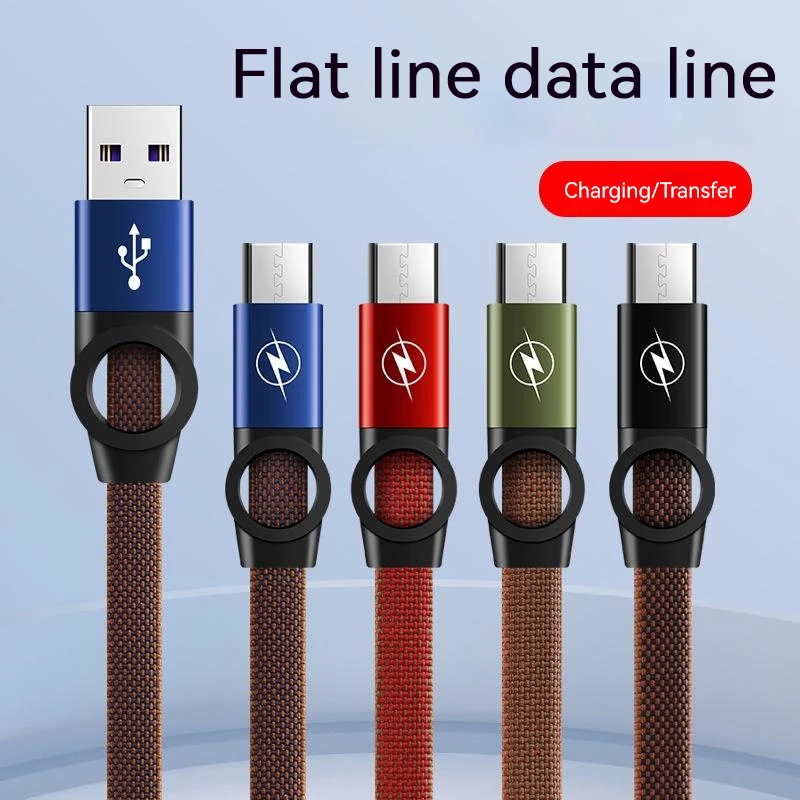 USB Type-C Fast Charging Cable Flat weaving 1M USB C Cable for Huawei, Xiaomi, Samsung, Oppo, OnePlus