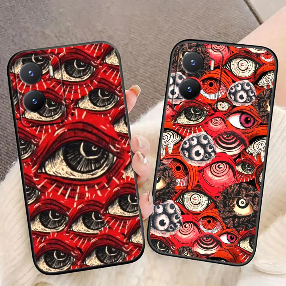 Spooky Funny Scary Red Eye Phone Case For VIVO Y100 Y78 Y77 Y76 Y72 Y50 Y51 Y36 Y35 Y28 Y27 Y22S Y21 Y20 Y17 Y17S Y16 Y02 Case