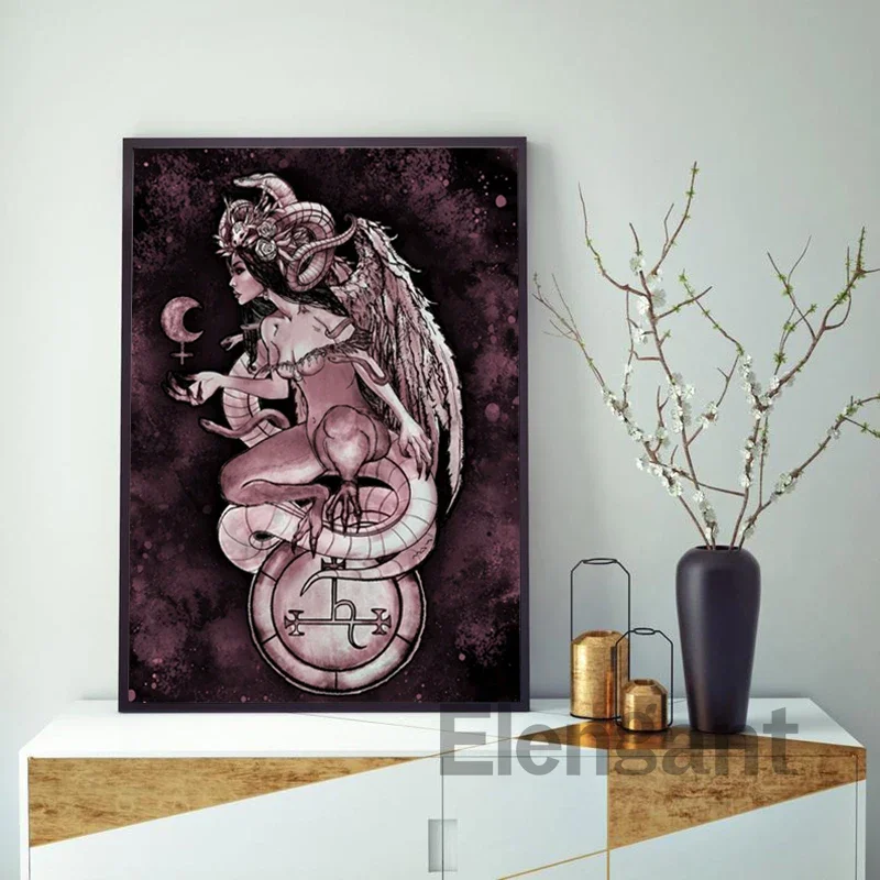 ليليث غامض أم الشياطين آلهة المشارك حديقة عدن يطبع آلهة الظلام السحر قماش اللوحة غرفة المعيشة ديكور