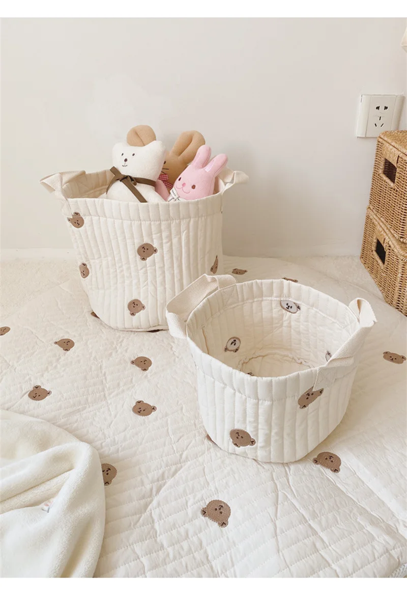 Cestas de armazenamento para roupas de bebê, Garrafas, Toalhas, Brinquedos Decorativos Organizer Bins Tote Bag, Bolsa com bordado para fraldas