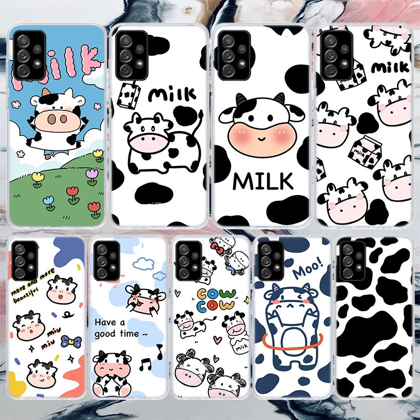 Dairy Cattle Cow Speckle Cute Soft Phone Case For Samsung Galaxy A51 A50 A71 A70 A10 A20E A30 A40 A41 A31 A21S A11 A6 A7 A8 A9 P