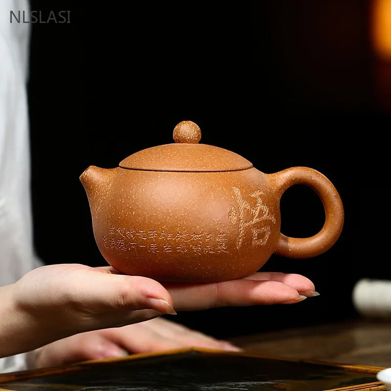 

280ml Hand-carved Beauty Xishi Teapot Yixing Purple Clay Tea Pot Master Handmade Filter Kettle Tradition Pu 'er Tea Infuser