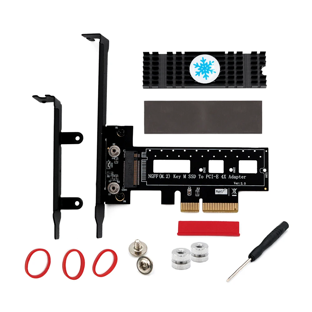 Pcie Naar M2 Adapter Raiser Pci Express 3.0 X4 Naar M.2 Nvme Ssd M Key Pcie M2 Riser Card Adapter + Low Profile Bracket M.2 Heatsink