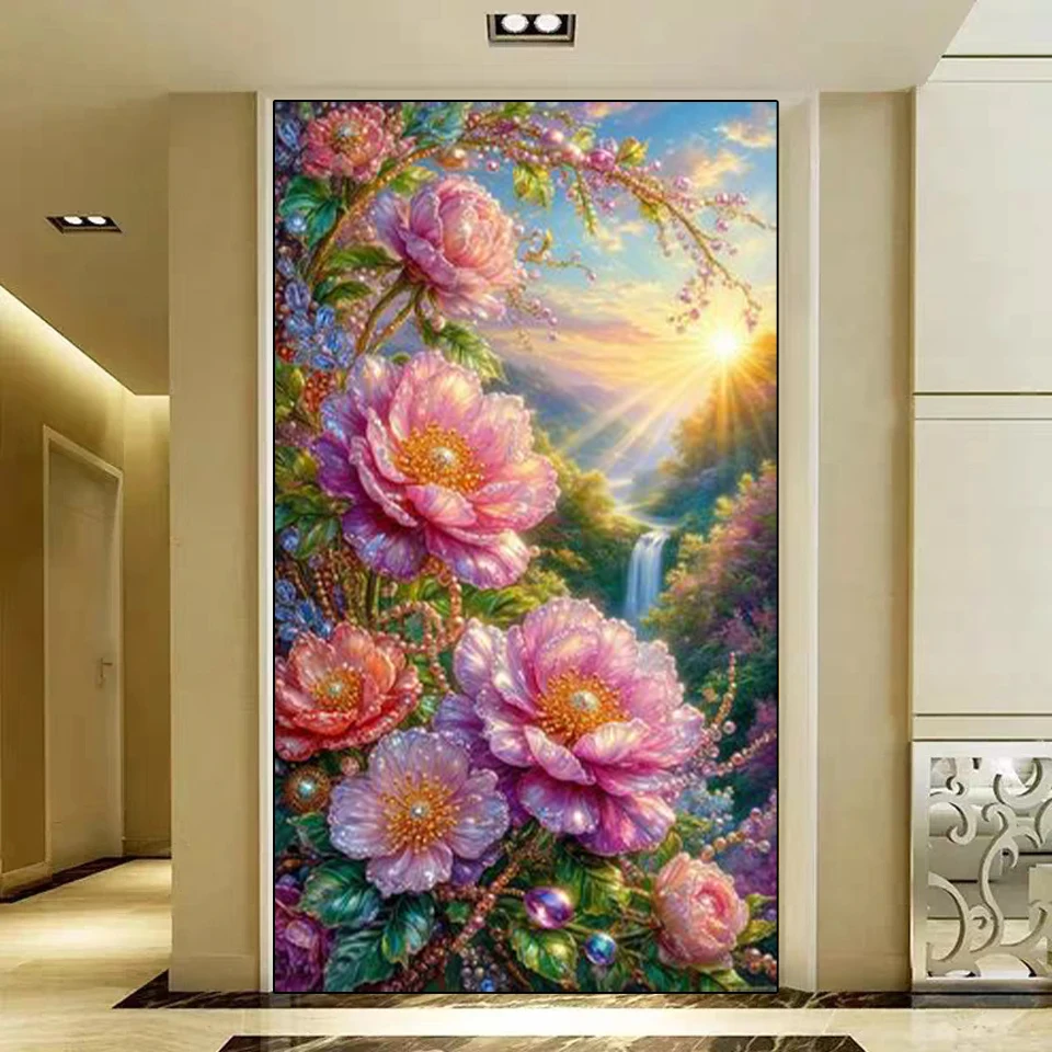 

5D DIY Diamond Flower Picture Rhinestone Diamond Mosaic Embroidery Sunrise Landscape Embroidery Home Decoration