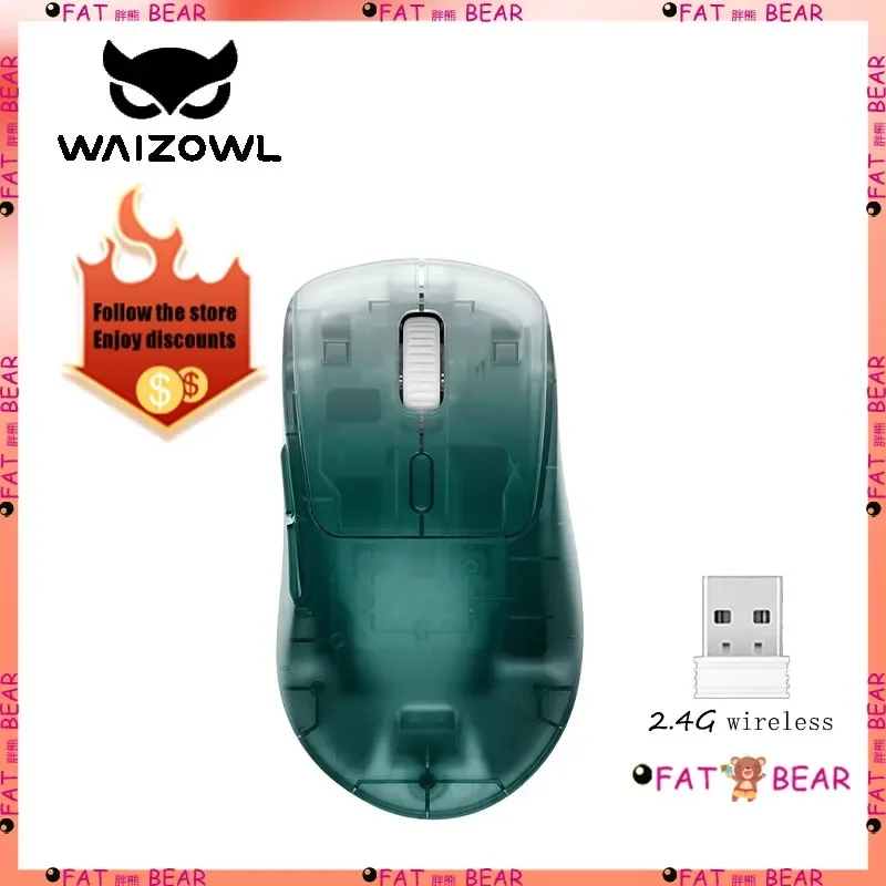 WAIZOWL OGM Pro Wireless Mouse PAW3395 Three Mode 2.4G Wired 26000DPI 68g TTC Gaming Customize Mice Rechargeable For Mac Office