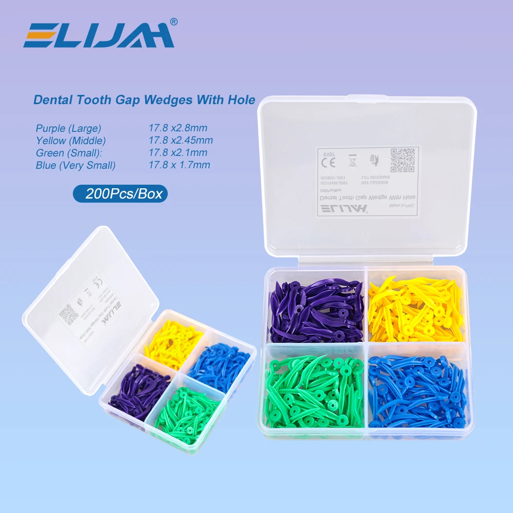 

200 шт./кор., одноразовые стоматологические клинья для зазоров между зубами с круглым отверстием, медицинские пластиковые 4 размера, одноразовые стоматологические лабораторные инструменты