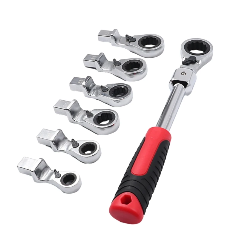 

M17D 8Pcs Flexible Head Ratcheting Wrench Set 8-19mm Ratchet Combination Wrenches