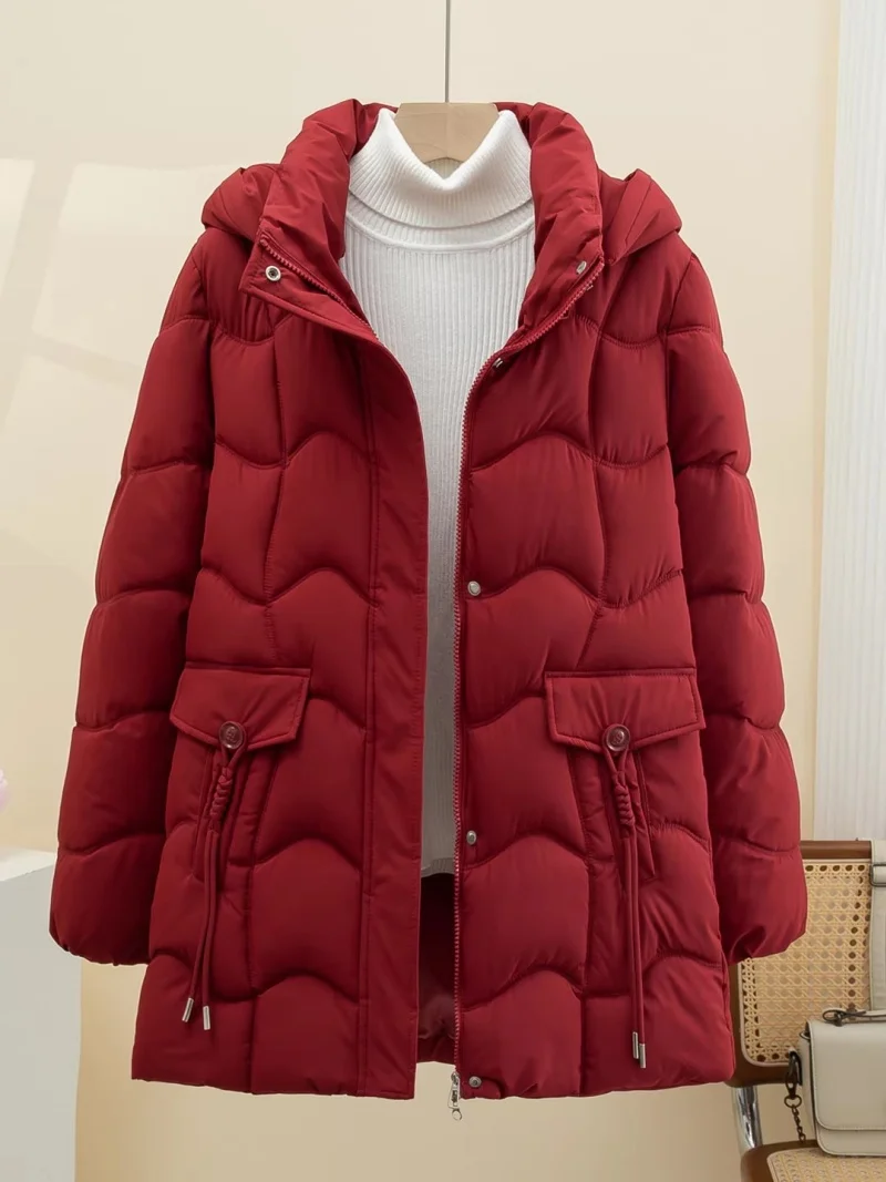 

Женская зимняя хлопковая куртка с капюшоном, теплая повседневная верхняя одежда 2026, модный и универсальный стиль w2291
