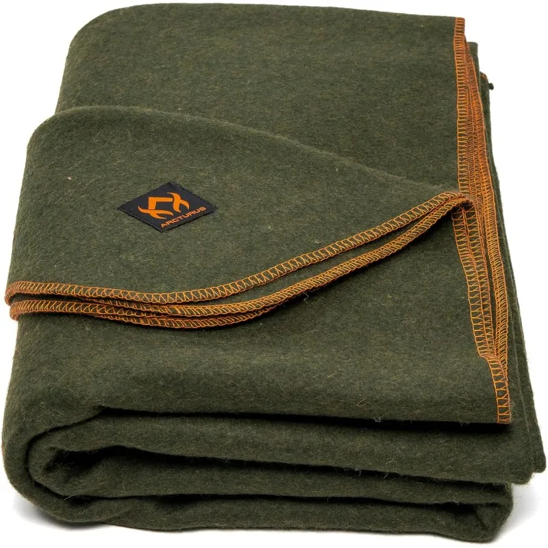 Wool Blanket - Warm, Thick, Washable - Great for Outdoors, Camping, Stadium Blanket, Picnics, Travel - Car & B