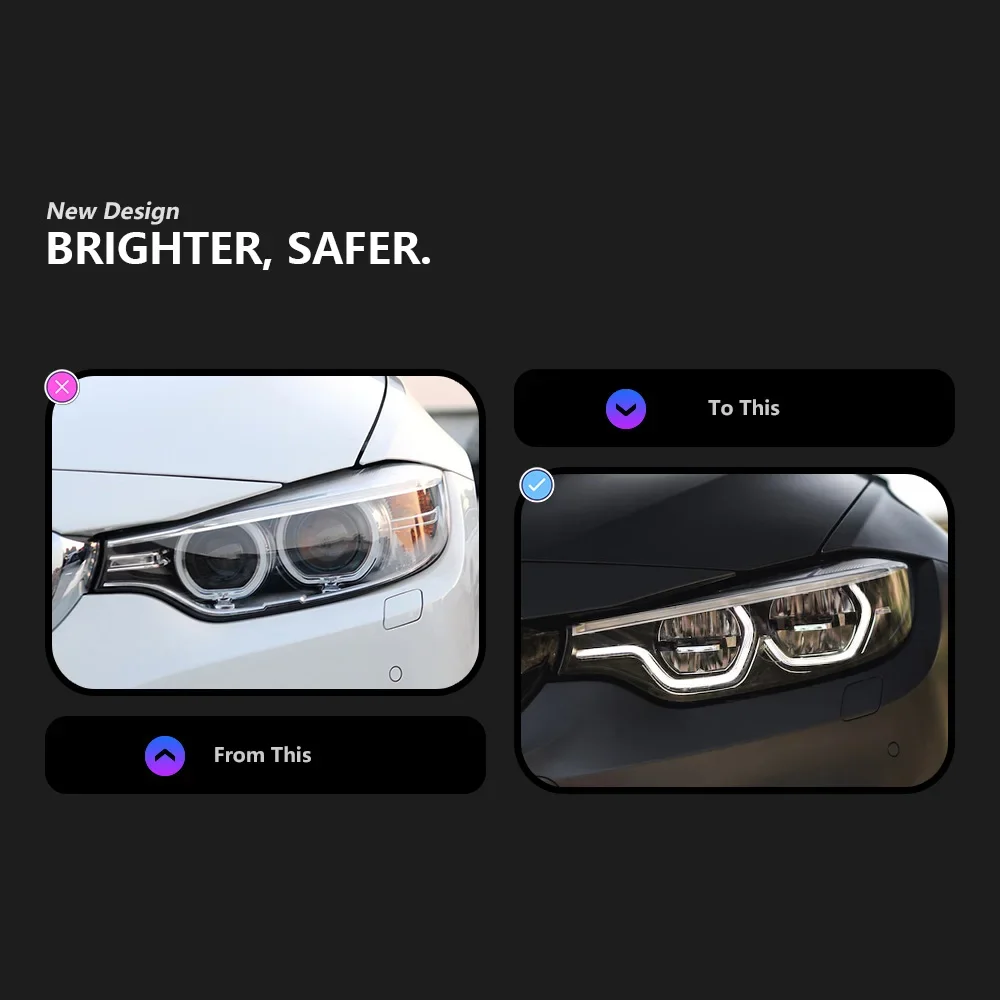 Upgrading and Modifying Car Headlights for  F32 LED Headlight 2012-2019 F36 F80 F33 DRL 425i 428i 430i 435i Signal Head Lamp