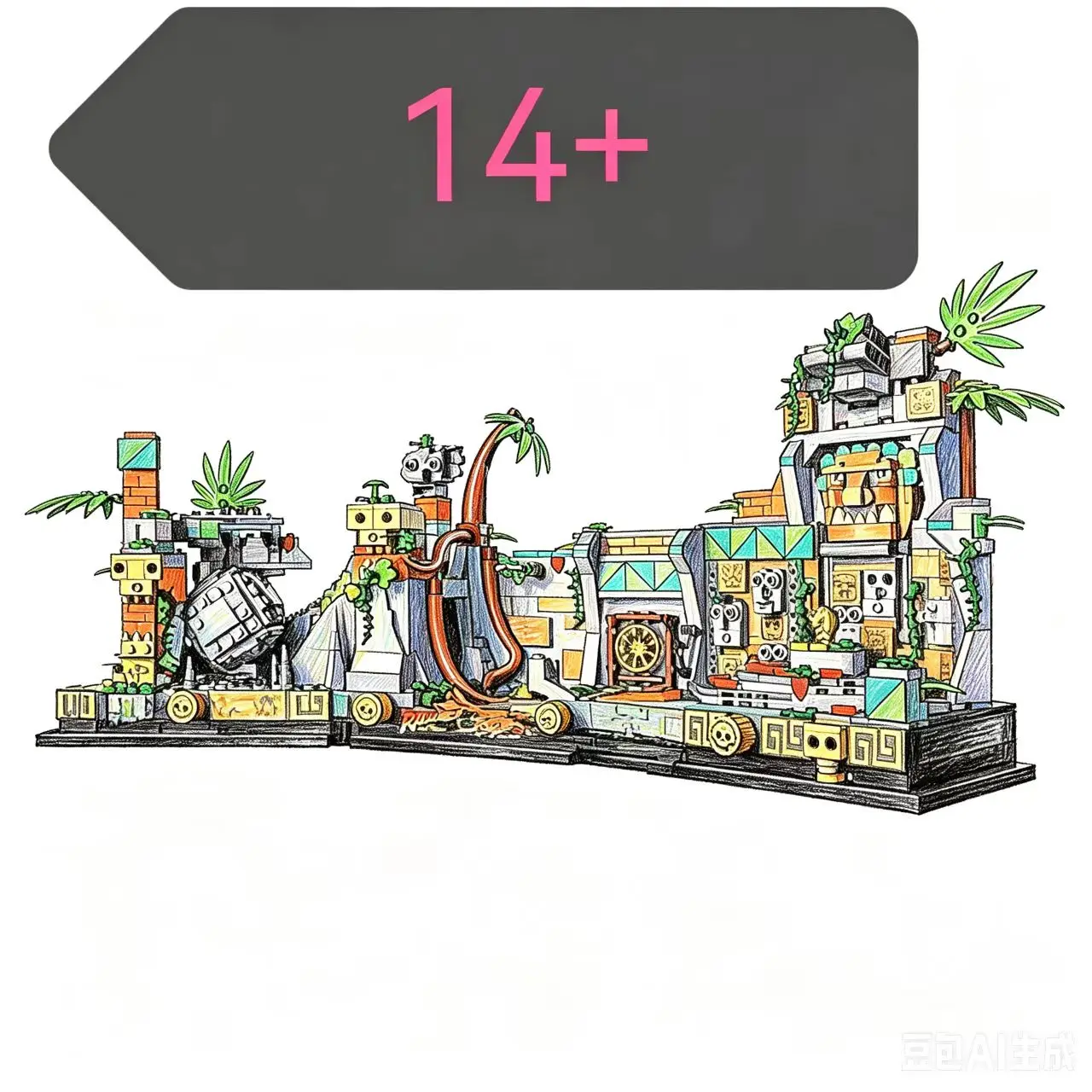 2026 new model 1545 MOC compatible gold temple home decoration model ornaments birthday holiday gifts