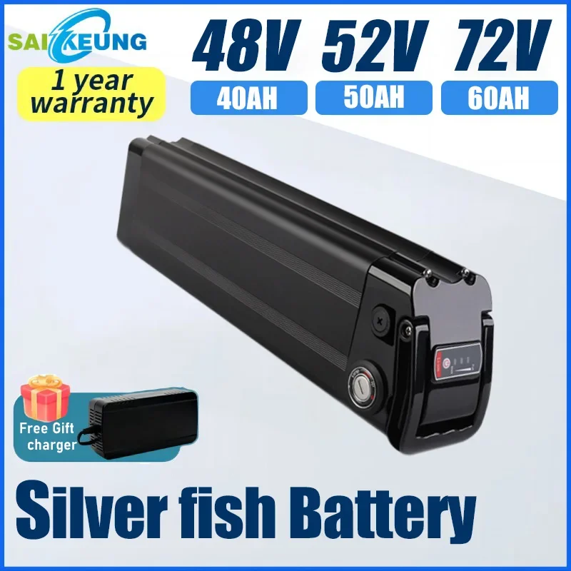 36v 48v 52v 60v 72v SilverFish 20 30 40 50 60ah batteria al litio EBike Akku Accu bicicletta elettrica 500w 1000w 2000w 3000w Batterie