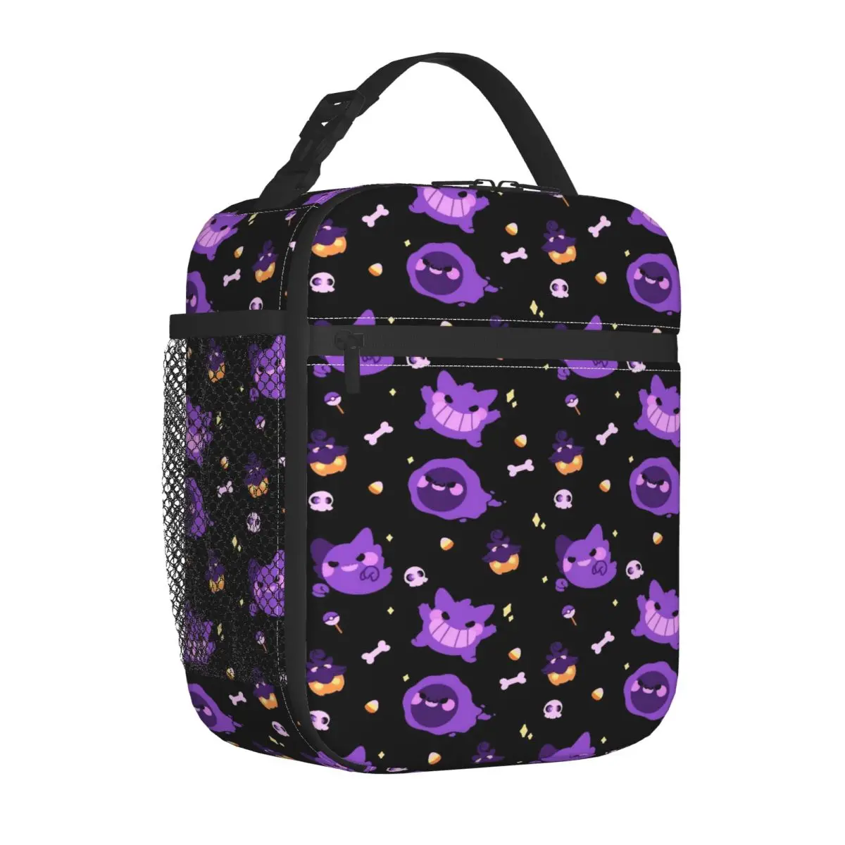 Gengar Lunch Bag Picnic Lunch Box For Girls Fashion Graphic Thermal Tote Handbags Oxford Portable Zipper Cooler Bag