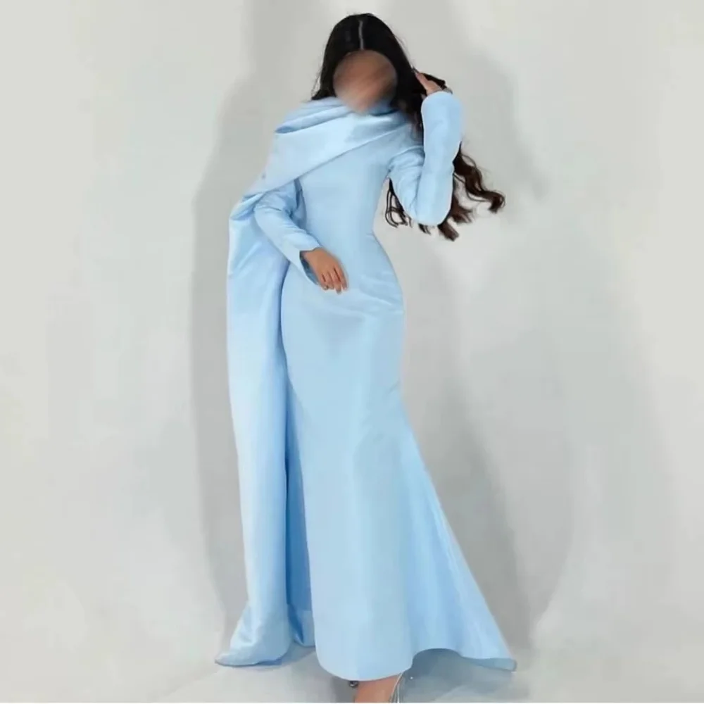 

Customized Exquisite Long Sleeve Mermaid Evening Dress Charming Ruched Prom Dress Sexy Ruffles Party Gown вечернее платье