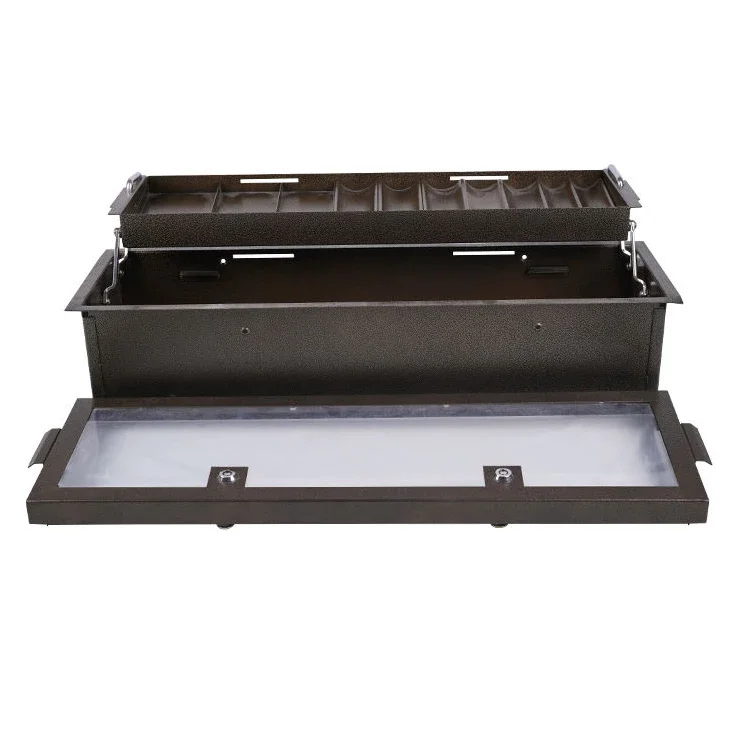 YH 68cm Deluxe Double Layer Black Gold Box Chip Storage Tray With Row Chips