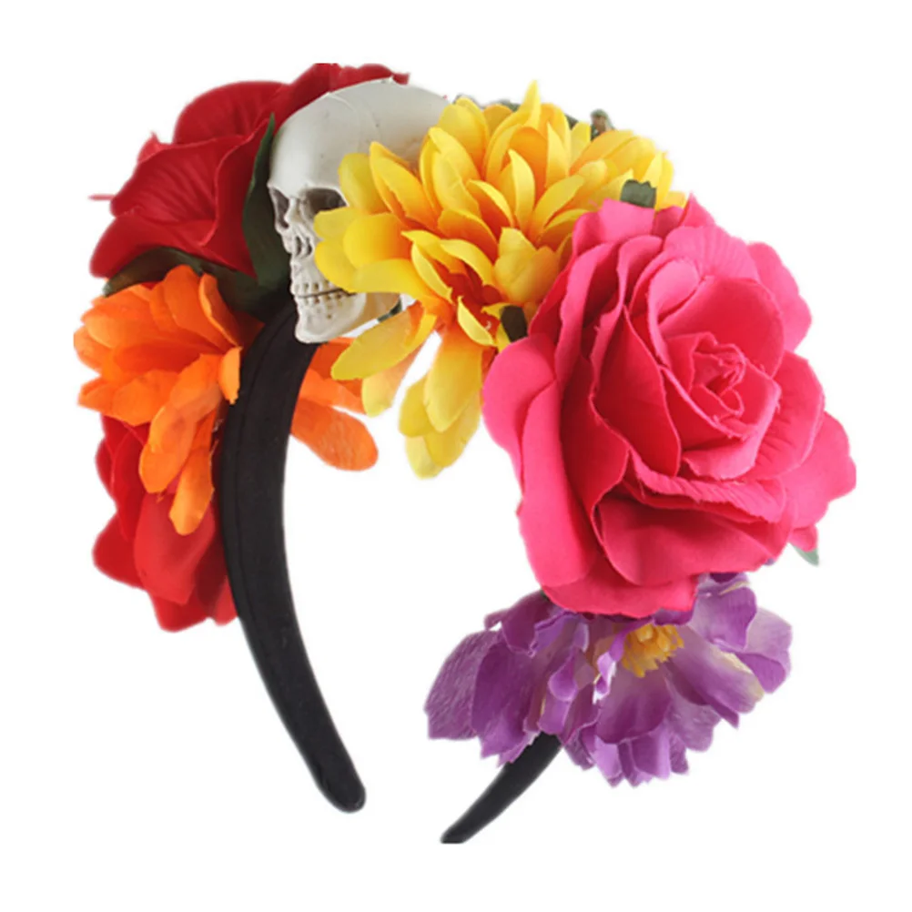 

Повязка на голову на Хэллоуин, череп, цветочные украшения, аксессуар для косплея, вечерние, карнавал, маскарад, фотосессии, подарок