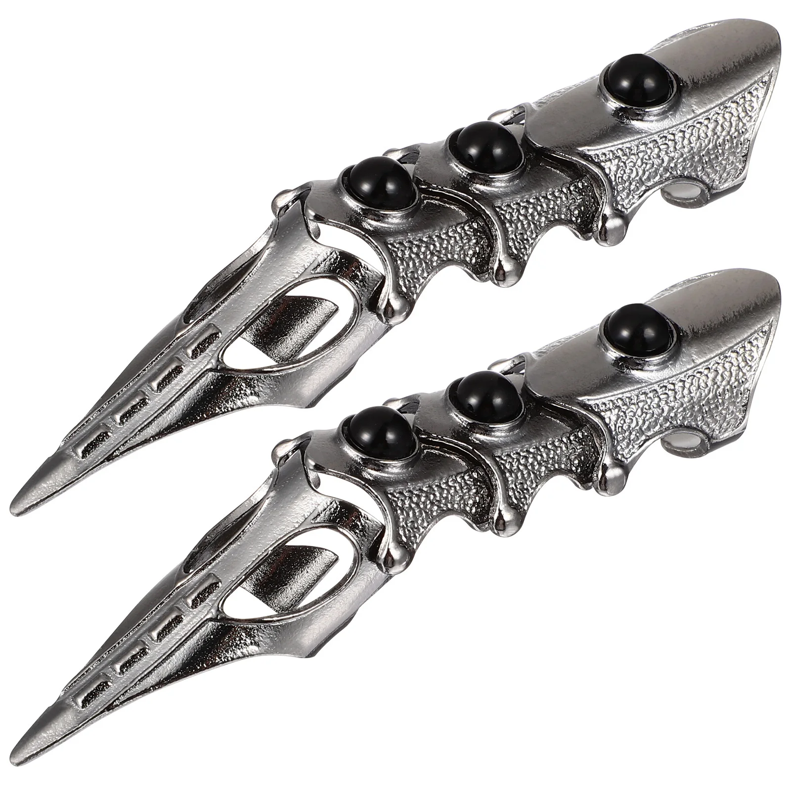 2Pcs Skull Vintage Full Finger Open Ring Gothic Joint Punk Style Halloween Costume Accessory for Men Women Finger