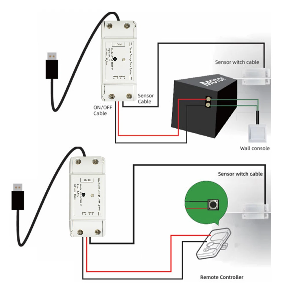 Imagem -04 - Interruptor Abridor de Porta de Garagem Inteligente Controlador com Sensor Fecho de Controle Remoto Alexa Google Home dc 5v