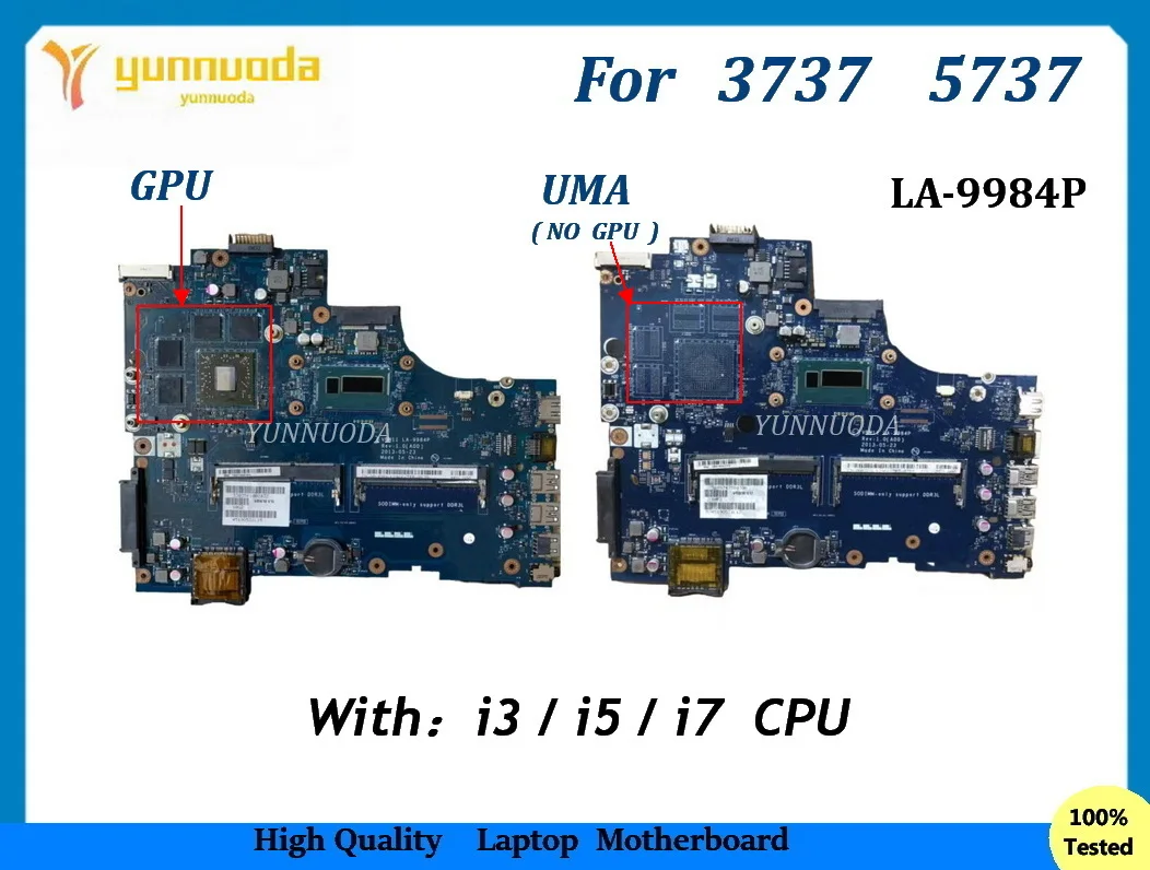LA-9984P For DELL Inspiron 3737 5737 Laptop Mainboard With I3-4010U I5-4200U i7-4500u  CPU  UMA  GPU 0D9D5C 0W6XCW 01CFYT   100%