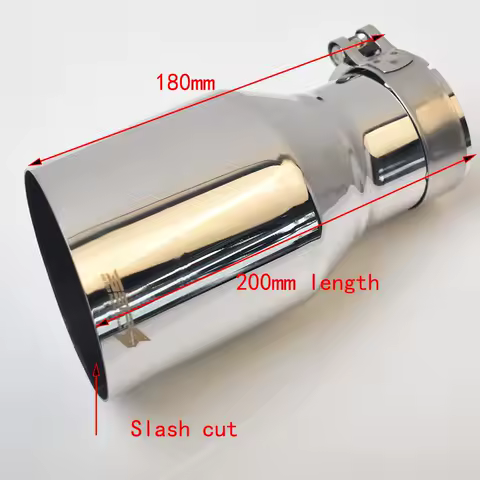 1Pc Universal Slashed Stainless Steel Angled Flange Exhaust Pipe Curly Muffler Tip Slash Cut