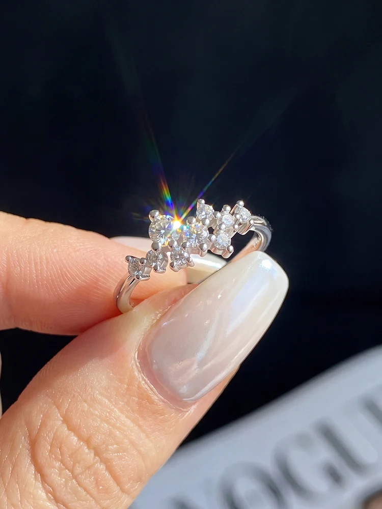 Modische 0,1CT Echte Moissanit-Diamant-Eheringe für Damen, Jahrestag, Verlobung, Personalisierter Hochwertiger Schmuck – Detail 1
