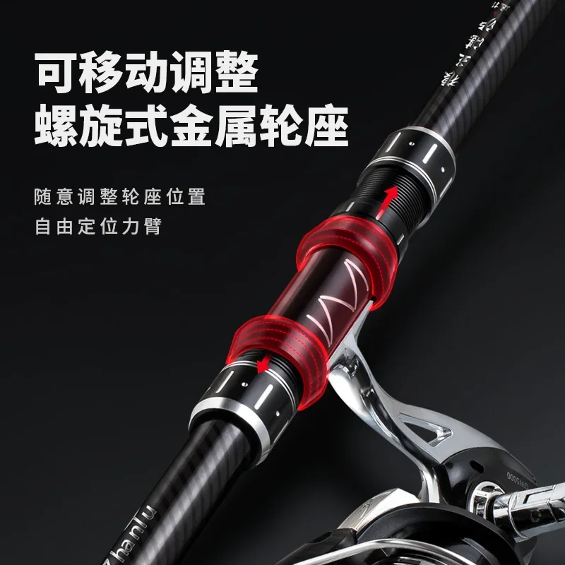 Sea rod set, super hard carbon long-throw fishing rod, sea fishing metal silver carp and bighead carp sea rod