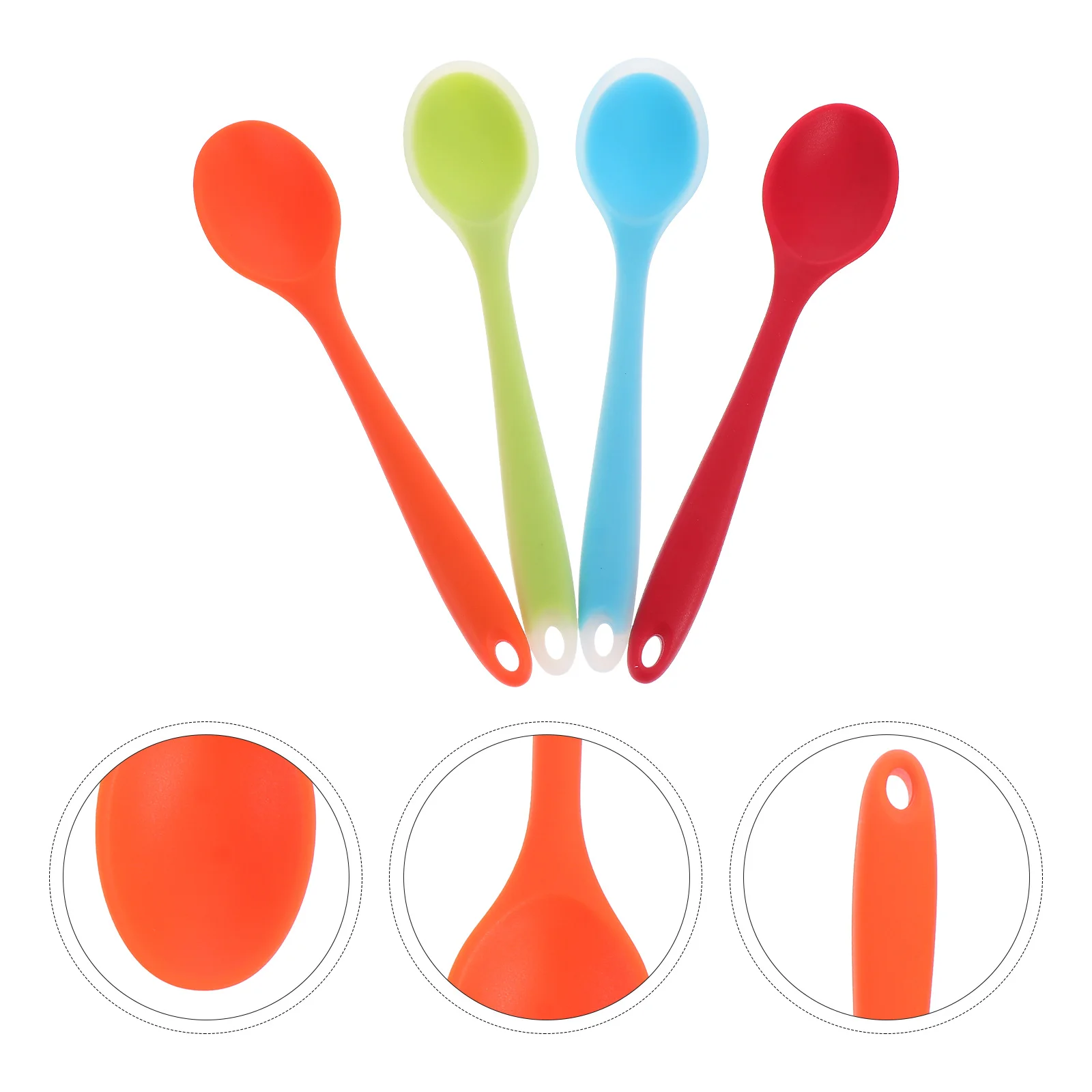 

4 Pcs Silicone Spoons Healthy Safe Environmentally Friendly Simple Stylish Design Temperature Resistant Ergonomic