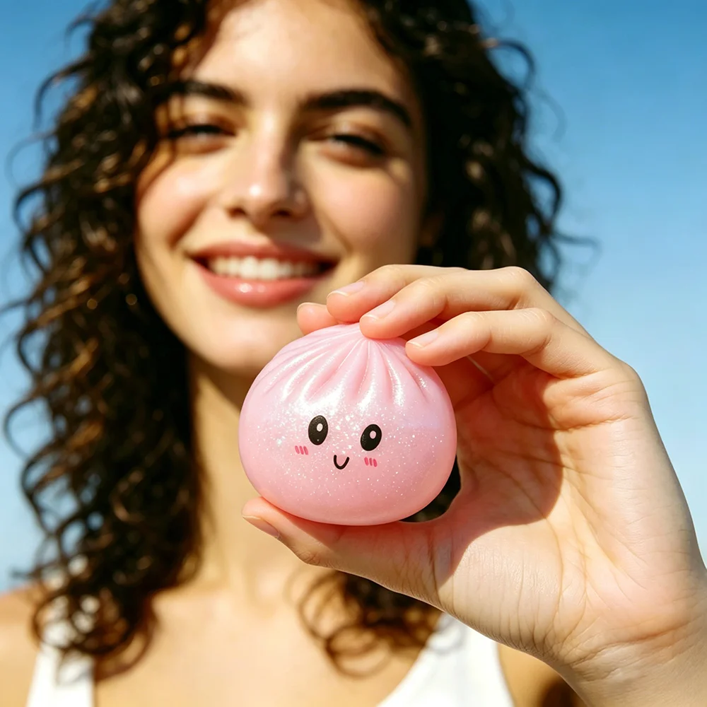 Mini Flash Dumpling Pressure Ball Slow Rebound Soft Pinch Decompression Simulation Steamed Bun Sensory Squeeze Adults Toy Gifts view 3
