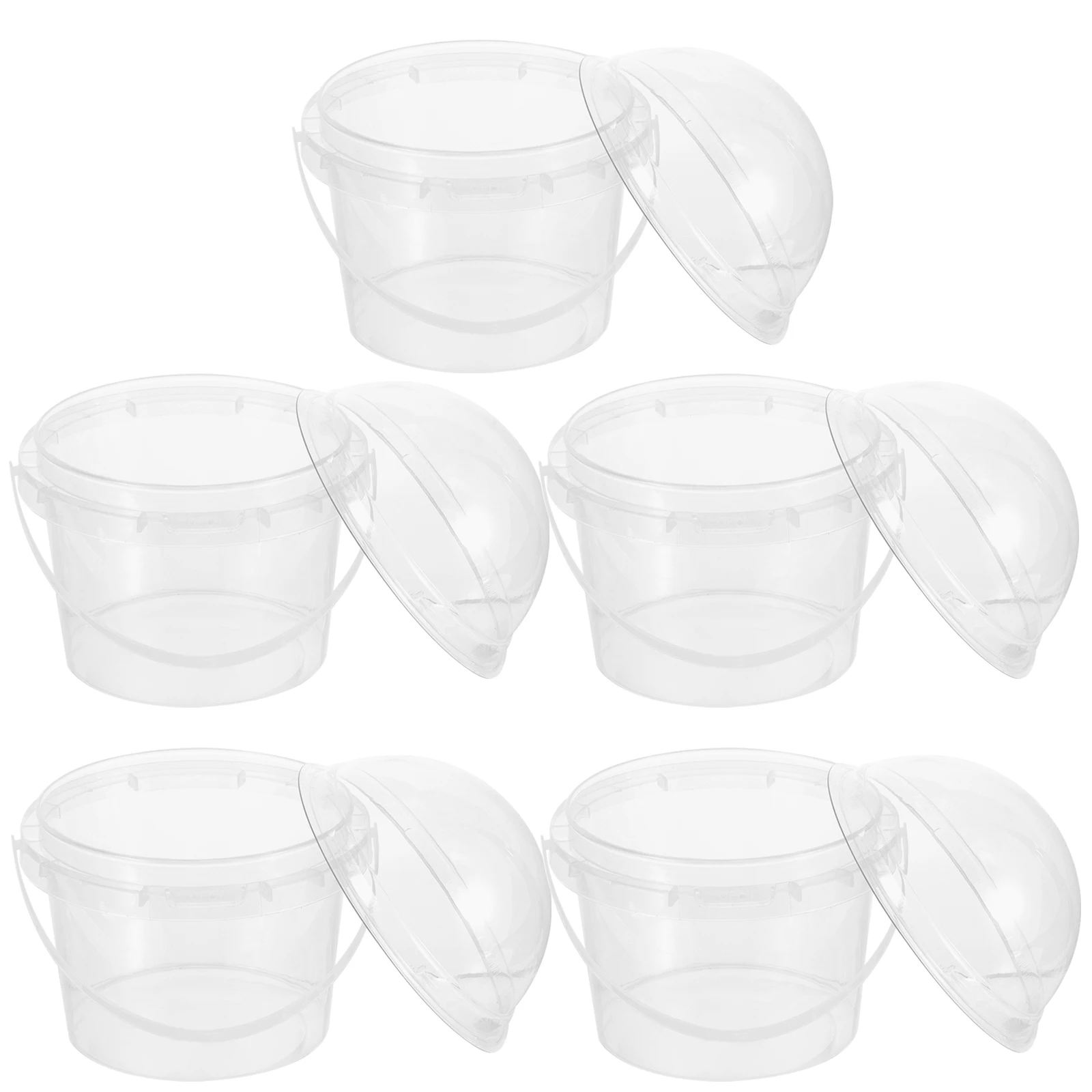 

5pcs 500ml Clear Plastic Buckets with Lids for Popcorn Candy Ice Cream Food Grade Safe Containers Disposable Cups Storage