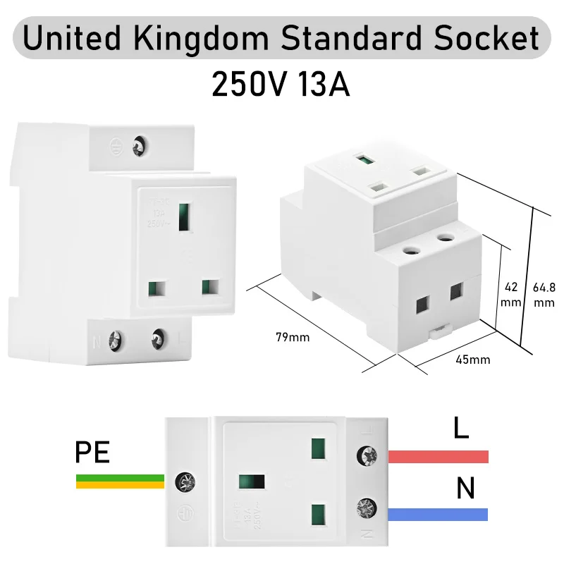 Gniazdo na szynę DIN AC30 PT31 AC230V 110V 13A 15A 16A trudnopalna miedź DE Germany FR France UK Standard wielofunkcyjny