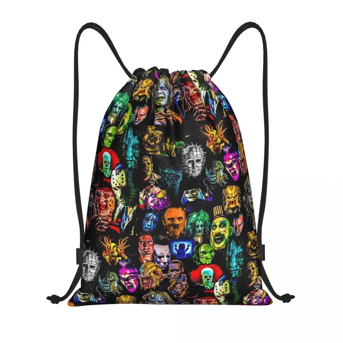 Horror Movie Baddies Legends Chucky Alien Predator Killer Drawstring Backpack Gym Sport Sackpack Portable Training Bag Sack