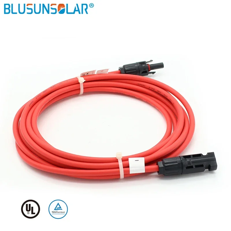 

BLUSUNSOLAR 5 Pcs/lot 2 Meters 4mm2 DC 1500V Solar Extention Cable with 1 Pair DC Connector