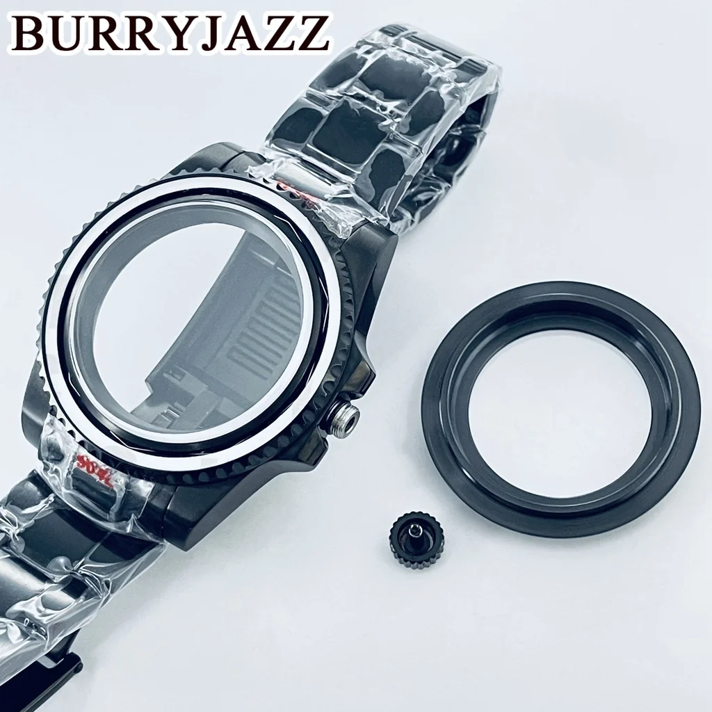 Burryjazz-サファイアガラスウォッチケース,アルミニウムベゼル,サブ,gmt,nh35,nh36,nh34,nh38,nh70,nh72,eta2824,pt5000,40mm