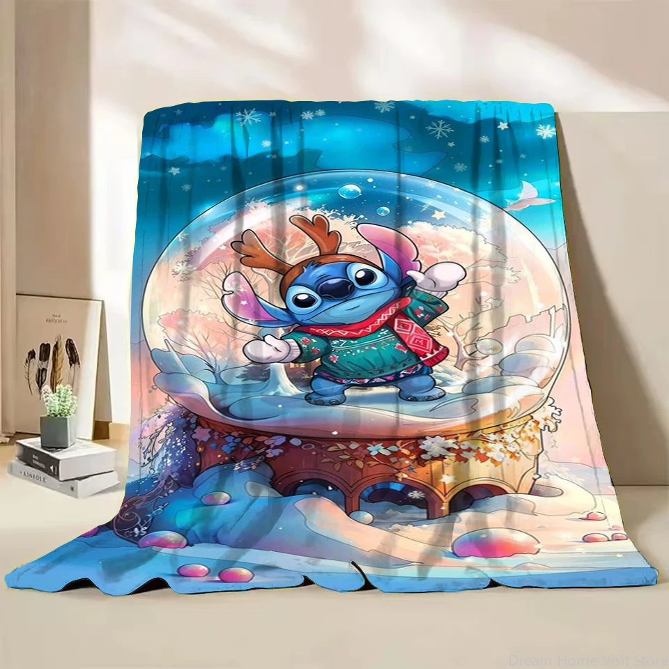 Disney Stitch Christmas Flannel Fluffy Blanket for Home Bedroom Bed Sofa Office Children Cover Adult Soft Blanket Kid Cute Gifts