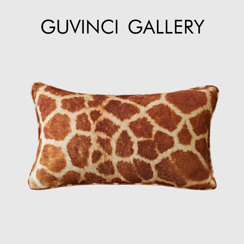 

GUVINCI Cheetah Giraffe Skin Pattern Lumbar Pillow Cover Morrocan Tribal Stripes Abstract Sofa Decorative Cushion Case 30x50cm