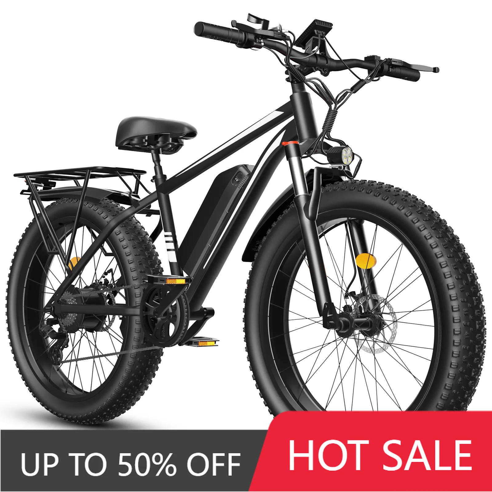 EER US warehouse stock EB26 fat tire electric bicycle 1000W 48V 7-speed 26-inch electric bicycle with front suspension