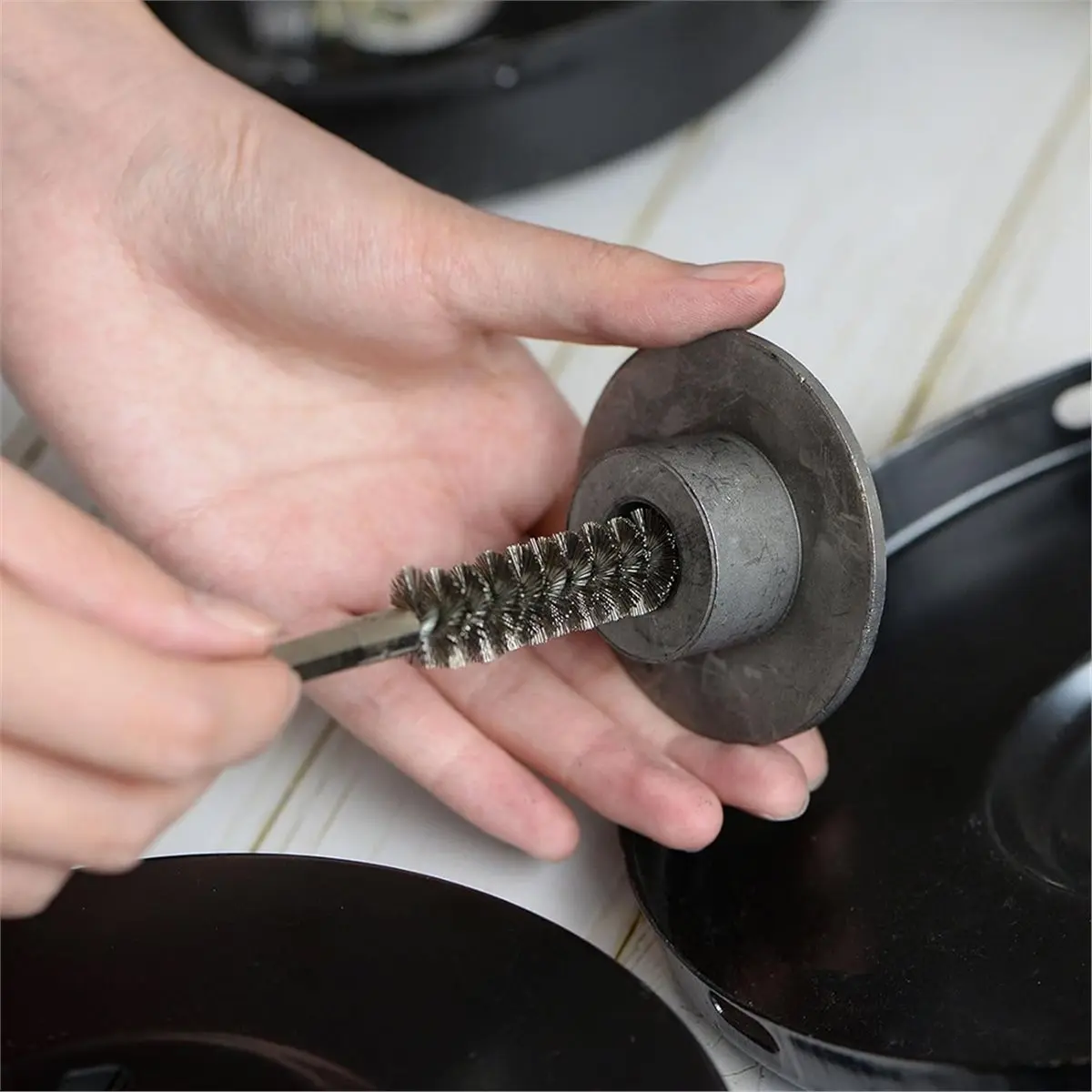 1set 304 Stainless Steel Bore Brush Cleaning Twisted Wire Brush with Handle 1/4