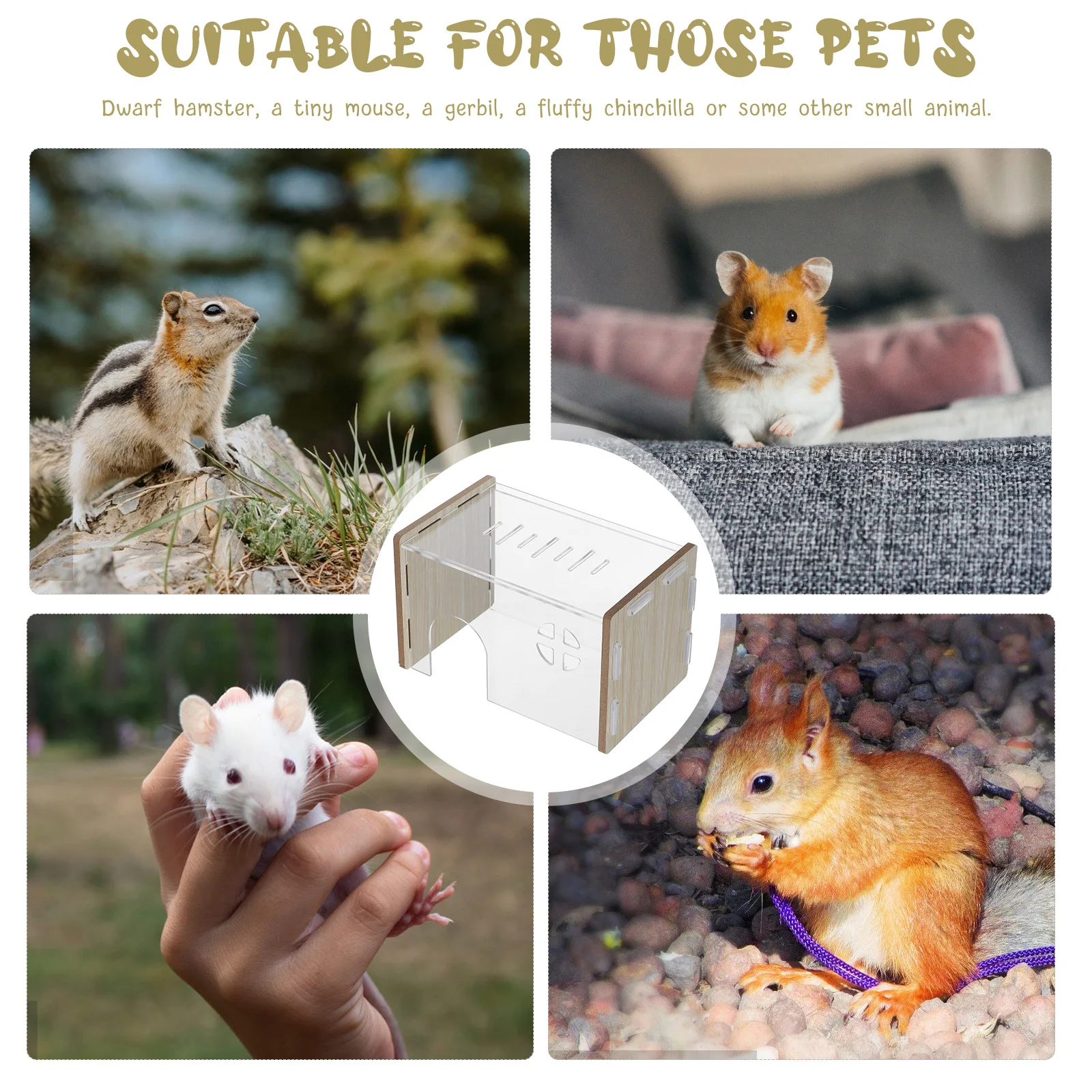 

Hamster Transparent Hiding Place Hut House Shelter Hideaway Small Nest Comfortable Scenic Easy Clean Durable Pet Habitat House