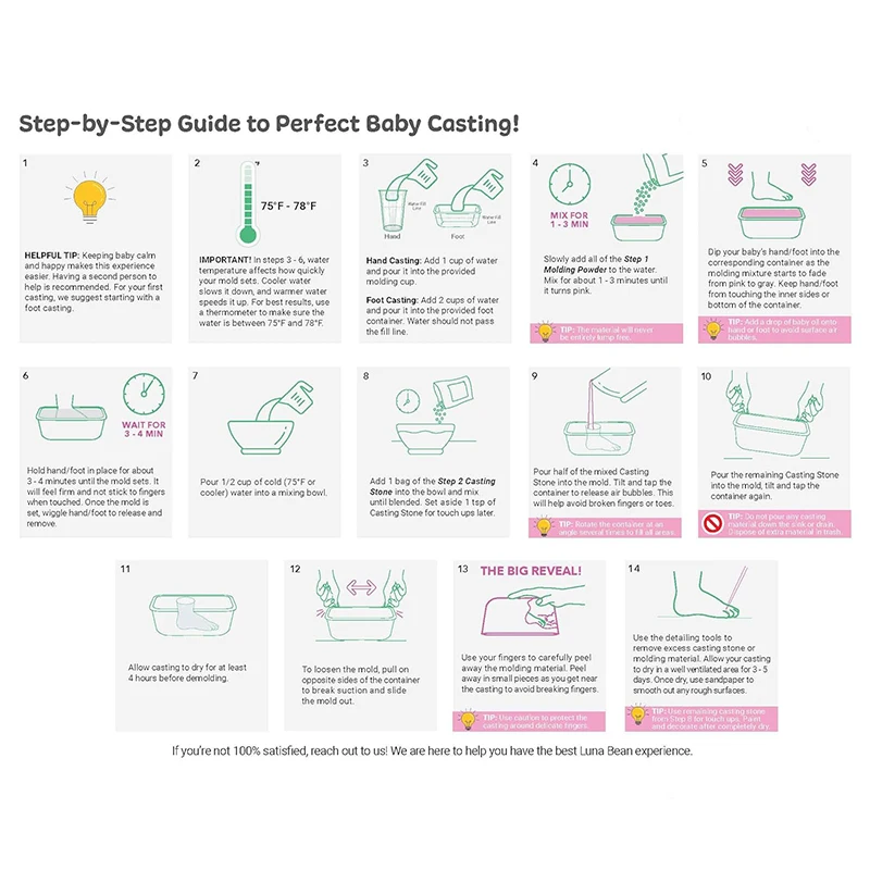 Baby Plaster Cast Set for Remembrance, Baby Footprint Set, Milestone Mould Casting Decoration for Bedroom, Living Room, Desk