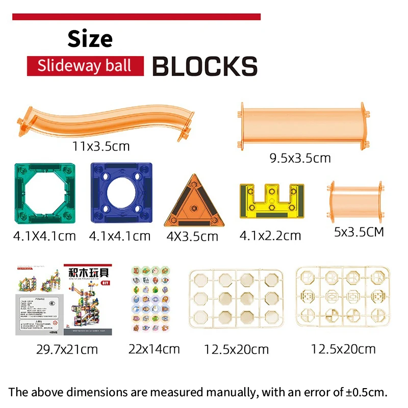 Slide Ball Magnetic Sheet Building Blocks Set MOC Technocal Assembly Children's DIY Intelligence Toy Gifts #T3
