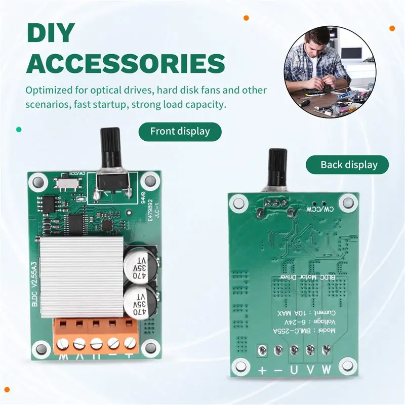 A33T-placa de Control de Motor sin escobillas CC de alta calidad, 200W, 6V/12V, 24 voltios, ventilador de unidad de CD, regulador de Motor, juego de accesorios DIY