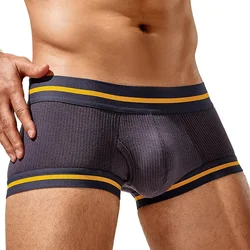 Men's U Convex Pouch Underwear for Young People Fashionable Comfortable Close Fitting Double-layer Pocket Low Waist Boxer Shorts