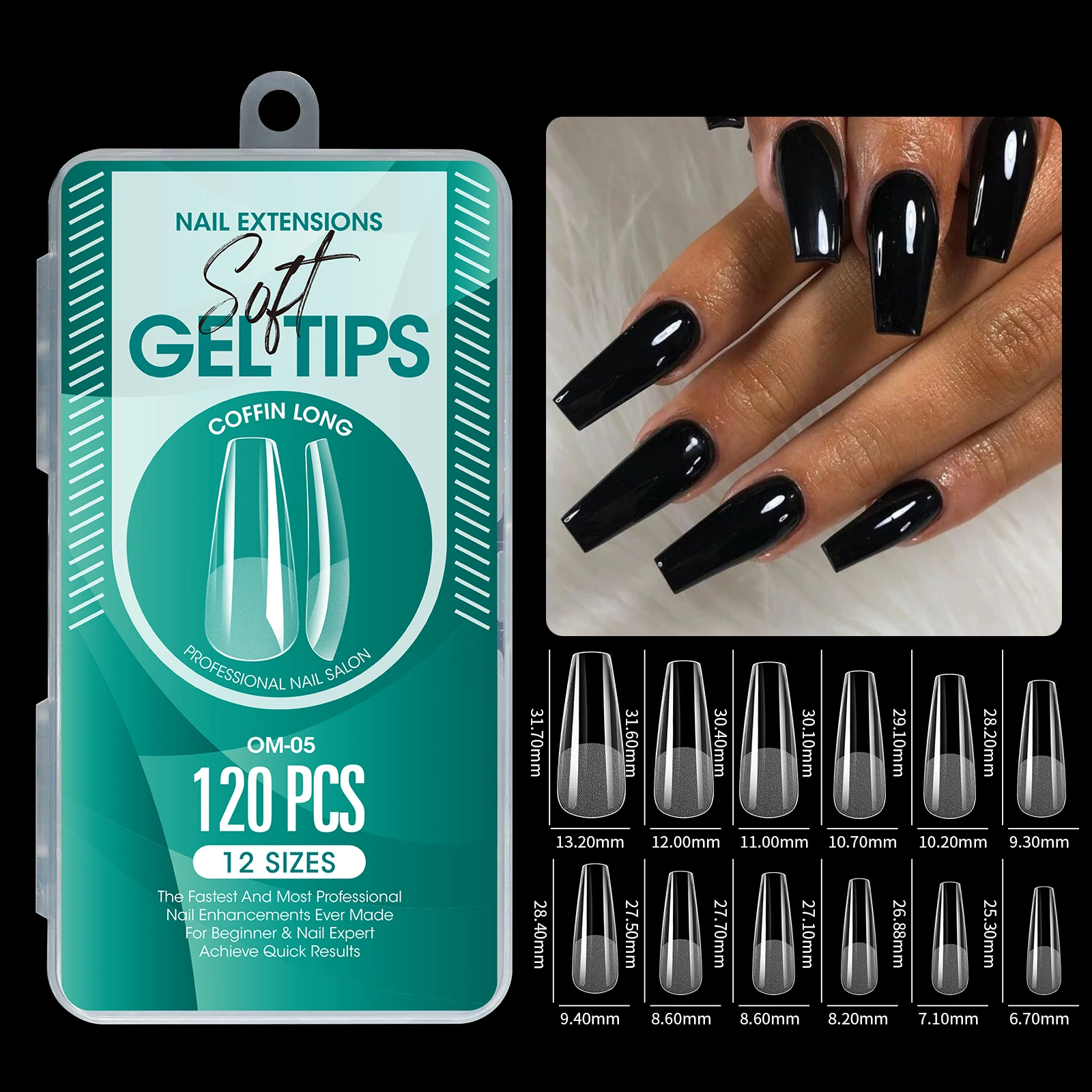120 Stück Halbmatte Verlängerungs-Gel-Tips, Mandel-, Stiletto-, Coffin- und French-Form, Künstliche Nägel, Vollabdeckung, Acryl, für Salon und Zuhause, Press-On-Nägel