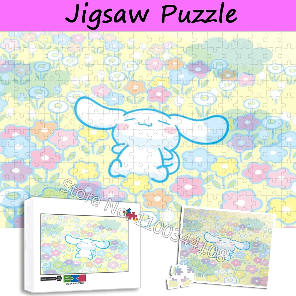 Sanrio Cinnamoroll Jigsaw Puzzle 300/500/1000 Pieces Japanese Anime Cartoon Characters Puzzle for Children's Intelligence Toys