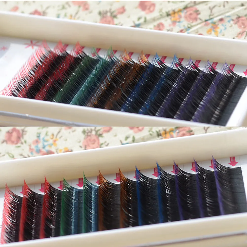 

Набор накладных ресниц с градиентным цветом, легкие, изогнутые, из фиброволокна, для макияжа, карнавала, Хэллоуина