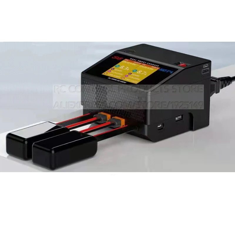 HOTA S6 AC400W DC650W 15A 듀얼 채널 스마트 초소형 충전기 ADP 포함 리포 리HV 리페 리이온 니Zn 니Cd 니MH 배터리용